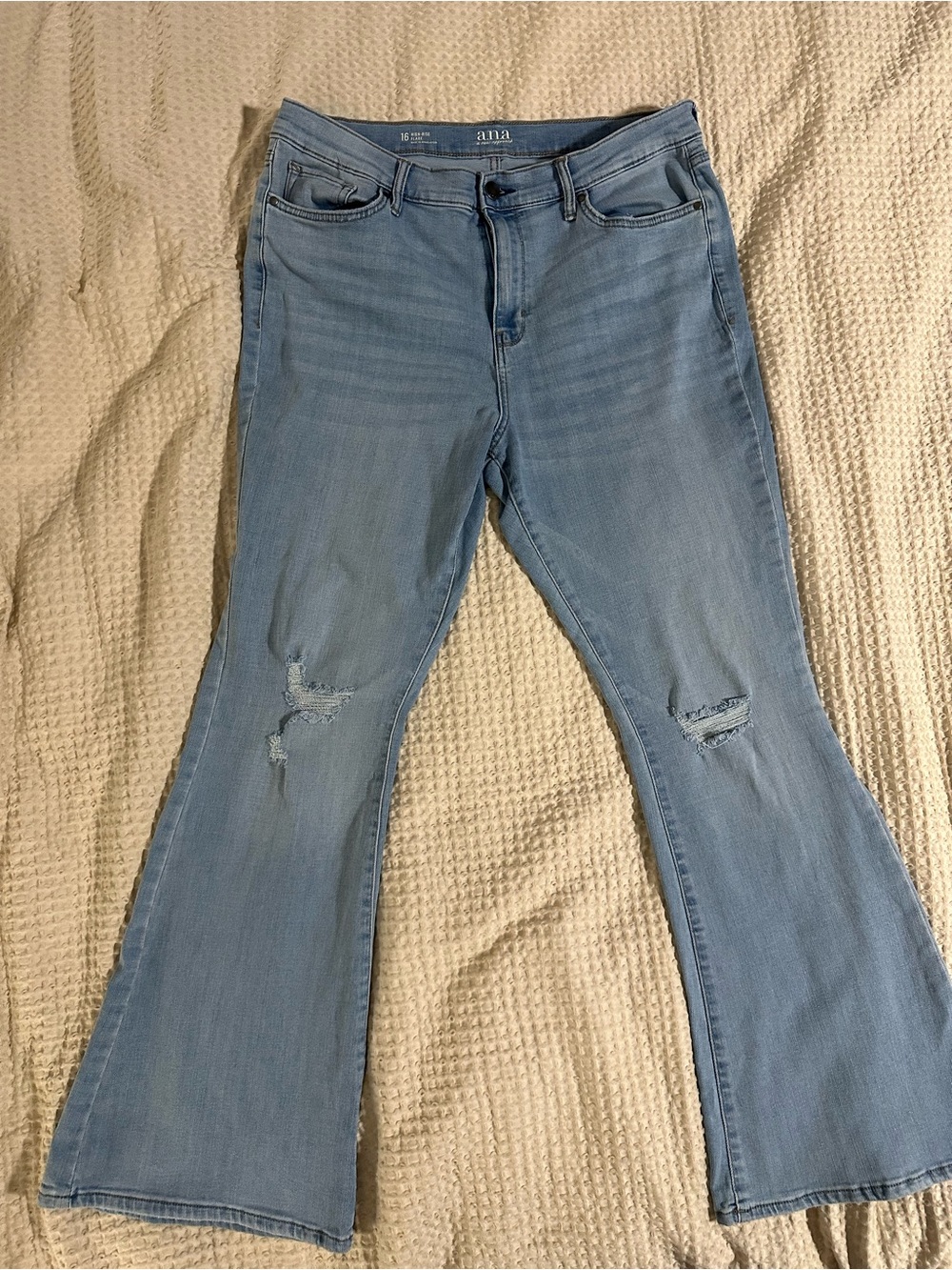 a.n.a Light Blue Distressed Flare Jeans